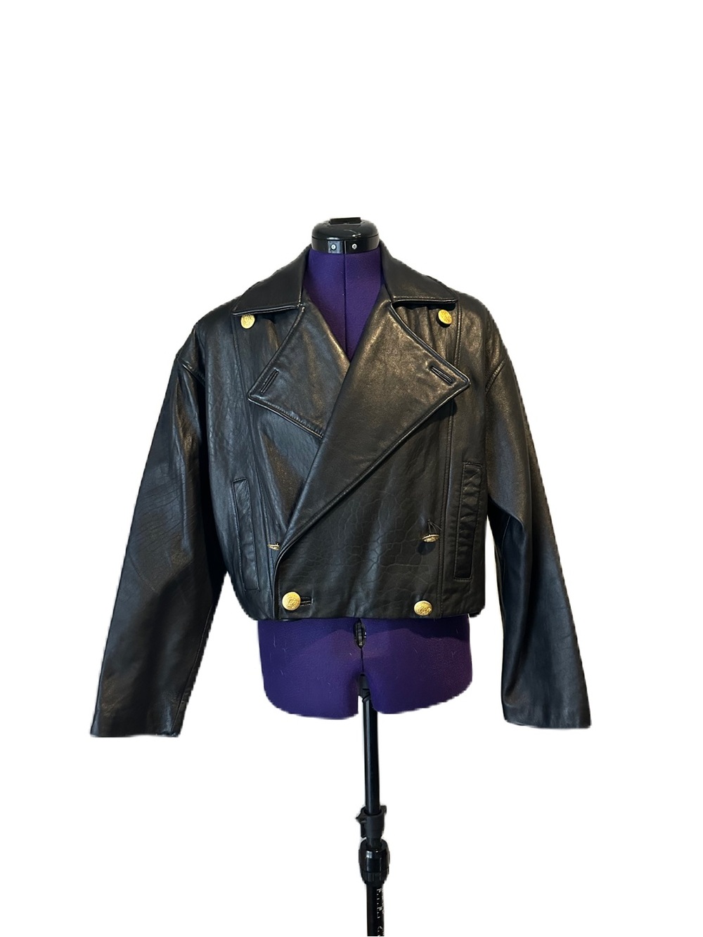 Express Black Genuine Real Leather  Cropped Biker Moto Jacket